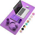 YSAGi Desk Mat, Waterproof Mouse pad for Desk, Leather Desk Pad Large for Keyboard and Mouse,Dual-Sided Mouse Mat for Office (35.4" x 17", Aconite Violet+Eosine Pink)