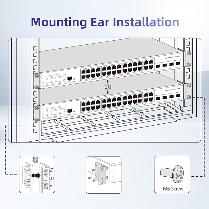 19" Rack Mount Kit for Cisco Switches 2960-X/2960-XR Series and 3650/3850 Series Universal Rack Ears