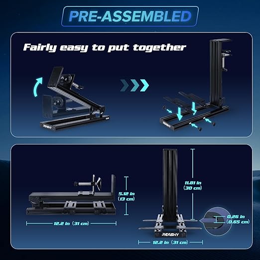 Reashy Hotas Mount, Joystick Mount, Aluminum Flight Stick Desk Mount for Logitech X56, X52, X52 Pro, Thrustmaster T.1600M, TCA, T.Flight Hotas One, 4, X, Airbus, VKB Gladiator Nxt (Black)