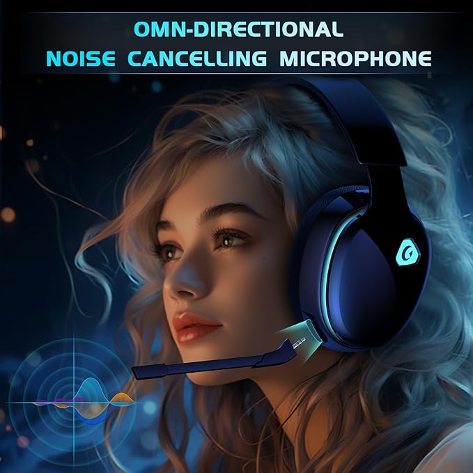 2.4GHz Wireless Gaming Headphones for PS5, PS4 Fortnite & Call of Duty/FPS Gamers, PC, Nintendo Switch, Bluetooth 5.3 Gaming Headset with Noise Canceling Mic, Stereo Sound, 40+Hr Battery -Black