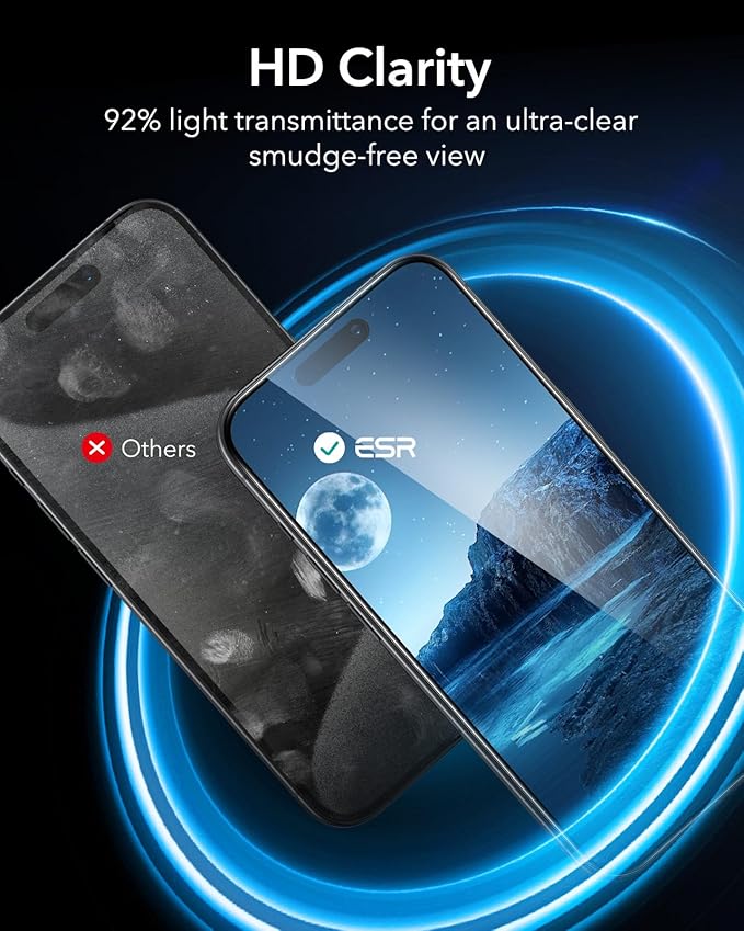 ESR 3 Pack for iPhone 16 Pro Screen Protector, [9H Hardness] [Military Grade Shatterproof] Tempered Glass Film with Flawless Fit Tray, HD Clear, Scratch Resistant