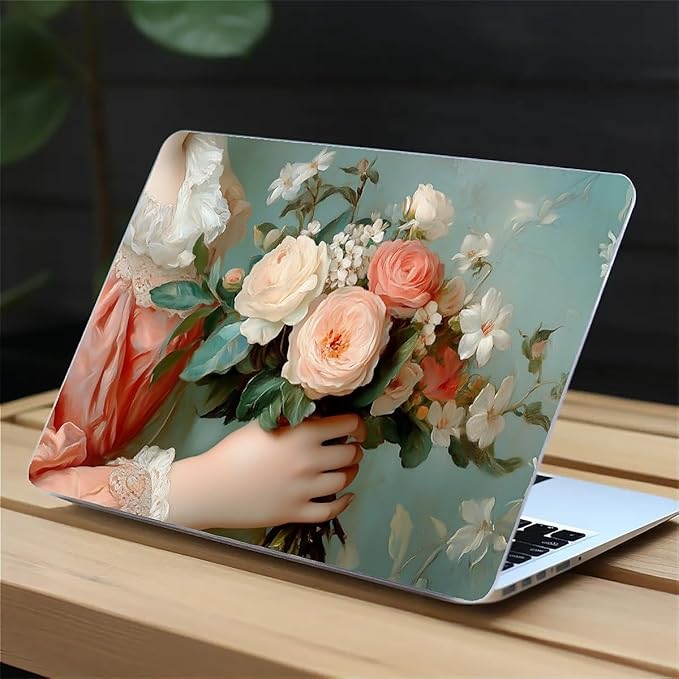 Compatible with MacBook Air 13.3 13.6 Inch Case 2022 2021 2020 2019 Plastic Hard Shell Case Cover,13.3 Pro(A1706/A1708/A1989/A2159/A2289/A2338), A Lady with Flowers