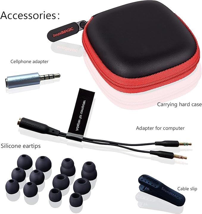 SoundMAGIC E80C Wired Earbuds with Microphone HiFi Stereo Earphones Noise Isolating in Ear Headphones Comfortable Fit Super Bass for Audiophile Gunmetal