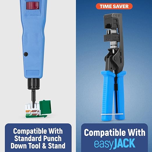 Everest 90° Angled RJ45 Cat6 Keystone Jacks 50-Pack in Green - Slim Profile Female RJ45 Connectors - Cat 6 Keystone Jack - Compatible with 90° Angled Speed Termination Tool - easyJACK (B094WB91H3)