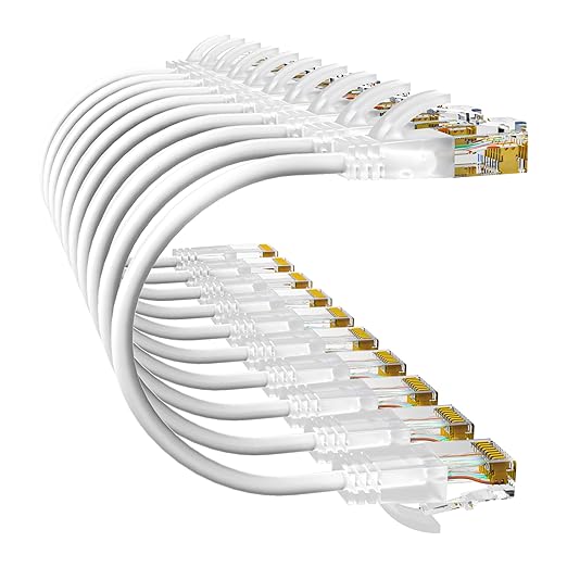 Cat6a Patch Cables 10ft (10 Pack) Slim, Cat6 Ethernet Patch Cable Pure Copper, Flexible Cat 6 Patch Cable 550MHZ 10G, Space-Saving Cat 6A Network Cables for Patch Panel, White
