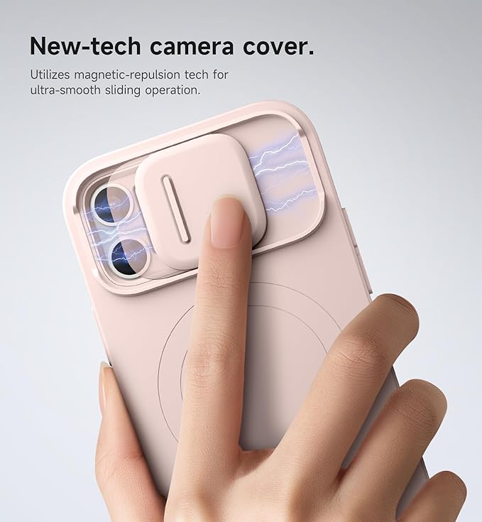 SURITCH for iPhone 12/12 Pro Case with Magnetic Camera Slide Cover and Adjustable Kickstand, Compatible with MagSafe, Shockproof Bumper Case Slim Protective Cover for iPhone 12/12 Pro 6.1 Inch, Pink
