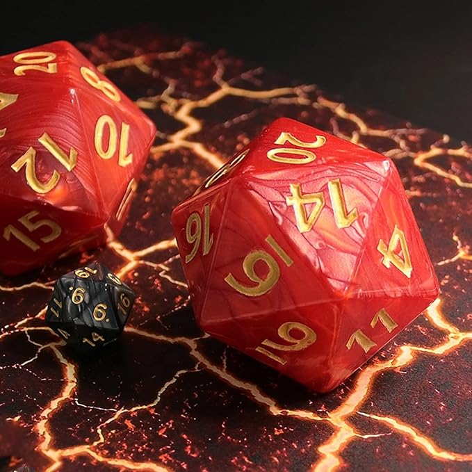 20 Sided DND Dice,D20 Giant Polyhedral Dice,55mm Titan Large Pearl Color D20 Dice,20 Sided Cube D&D Dice Set for Dungeons and Dragons, RPG, MTG Table Games(Red-Pearl Series)