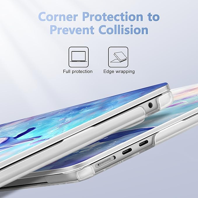 Case for MacBook Air 15 Inch 2025 2024 2023 Release M4 A3241 M3 A3114 M2 A2941, Hard Shell with Screen Protector & Keyboard Cover, Compatible with Touch ID, Blue Whale