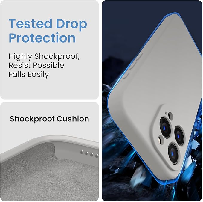 FireNova Designed for iPhone 15 Pro Max Case, Silicone Upgraded [Camera Protection] Phone Case with [2 Screen Protectors], Soft Anti-Scratch Microfiber Lining Inside, 6.7 inch, Natural Titanium