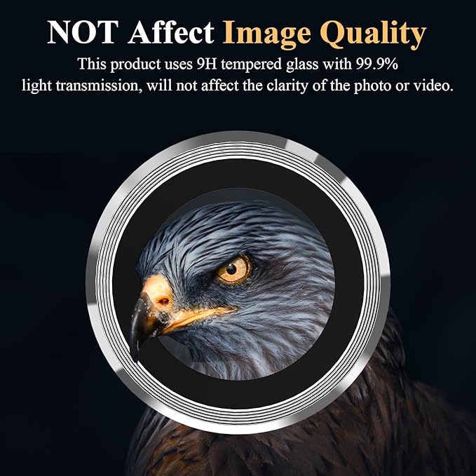YWXTW Camera Lens Protector for Samsung Galaxy S24 / S23 / S23 Plus, [NOT for S24 Plus] 9H Tempered Glass Metal Individual Ring Camera Screen Protector for S24 Accessories (Silver)