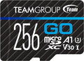 TEAMGROUP GO Card 256GB Micro SDXC UHS-I U3 V30 4K for GoPro & Action Cameras High Speed Flash Memory Card with Adapter for Outdoor, Sports, 4K Shooting TGUSDX256GU303
