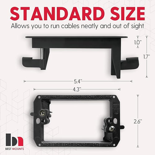 1 Pack Wall Plate Cable Pass Through with Bracket - In Wall Cable Management Kit - Recessed Cable Wall Plate Pair with Single Gang Low Voltage Mounting Bracket - Decorator Cover for Low Voltage Cables
