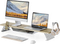 Fenge Dual Monitor Stand, 42.5 Inch Monitor Riser for Desk, Wood Desk Shelf for 2 Monitors, 2 Tier Monitor Shelf with Headphone Stand & Phone Holder