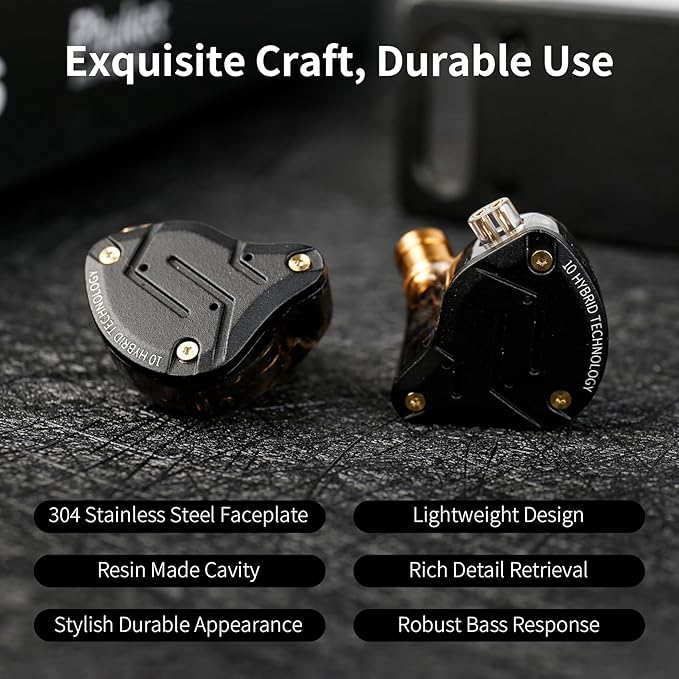 KZ ZS10 Pro in Ear Monitor Wired Headphone, KZ HiFi Earbuds in Ear Monitor Earphone with 4 Balanced Armatures and 1 Dynamic Drivers Professional IEM Headphone for Drummer Musician(Blue No Mic)