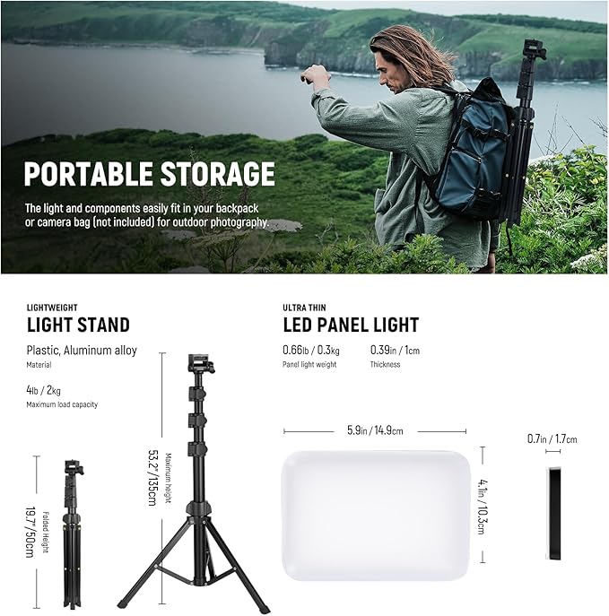 NEEWER BASICS LED Video Light Panel Lighting Kit, 3 Pack Bi Color Dimmable Portable Studio Lights with Tripod Stands & Filters, 3200K~5600K CRI95 750lux for Photography Video Recording Streaming, BP66