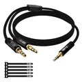 1/8 Inch TRS Stereo Y Splitter Cable 4FT, 3.5mm Male to 2-Male Y-Splitter Stereo Audio Cable, for Cell Phone PC Laptop, Speaker, Headphones, Suitable for Switching or Two Sets of Speakers