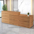 Reception Desk with Counter Modern Checkout Counter with Lockable Drawer Keyboard Tray Receptionist Desk for Office Salon Reception Table I Right 79inch/200cm