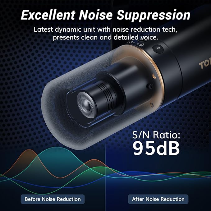 TONOR Dynamic Microphone, XLR/USB Microphone for Podcast, Recording, Streaming, Gaming, XLR Cardioid Studio Mic with Quick Mute, 3.5mm Headphone Jack, Volume Control, Mic with Desktop Stand, TD520