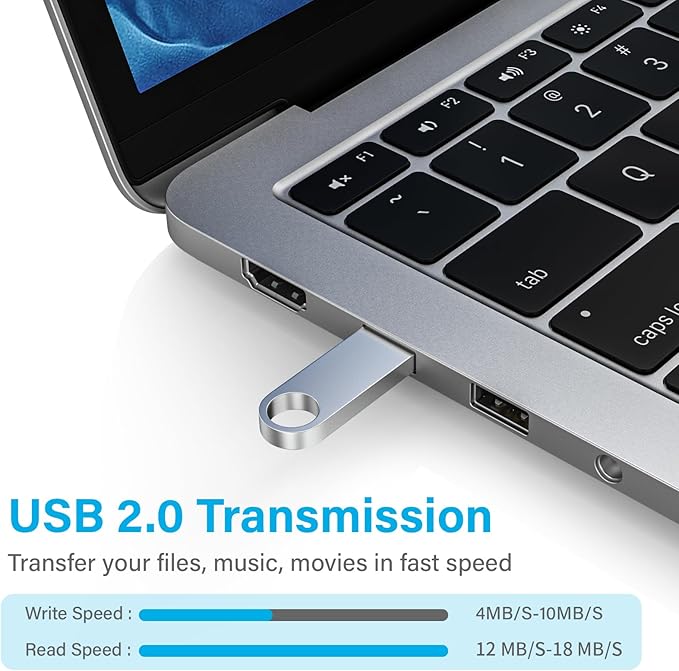 ABLAZE 8GB Flash Drive 10 Pack, Metal USB 2.0 Thumb Drives with Keychains USB Sticks Pendrives (Sliver)