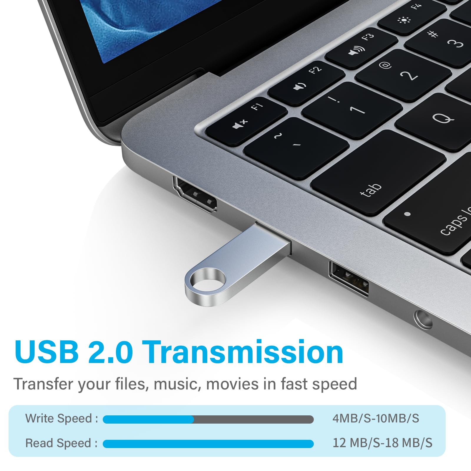 ABLAZE 8GB Flash Drive 10 Pack, Metal USB 2.0 Thumb Drives with Keychains USB Sticks Pendrives (Sliver)