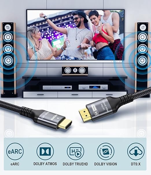 Certified 10K 8K HDMI 2.1 Cable 20 FT, 48Gbps Ultra High Speed HDMI Cable with Ethernet 4K 240Hz 165Hz 144Hz 120Hz 8K60Hz eARC HDCP2.3 HDR10+ PC Laptop TV Monitor Projector