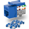 Keystone Jack Cat6 Slim 25 Pack, Keystone Jacks 90 Degree, RJ45 Keystone Jack Punch Down Blue, Cat6 Jack compatiable for Network WallPlate or Patch Panels