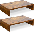 TEAMIX Monitor Riser - 2 Pack, Rustic Brown Wood Adjustable Stand for 2 Monitors/Laptop/PC