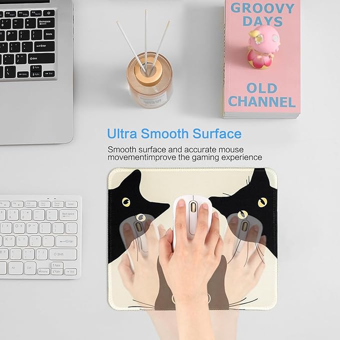 Funny Mouse pad Square Cute Mouse Mat for Wireless Mouse Small Office Computer Mousepad for Desk Mat Laptop with Non-Slip Rubber Base (Three Cats)
