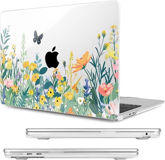 Compatible with MacBook Air 15 inch Case, M4 A3241/M3 A3114/M2 A2941 (Released 2025 to 2023), Hard Shell, Keyboard Cover, Screen Protector, Webcam Cover & Type-C Adapter, Butterfly Flowers