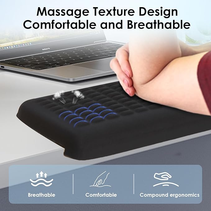 UnivoColors PostureUp L-Shaped Desk Long Wrist Rest Elbow, Non-Slip, Memory Foam, Desk Edge Support, Ergonomic Design for Long-Hour Work (23.6 * 3.9 inch One-Piece Design,Navy)