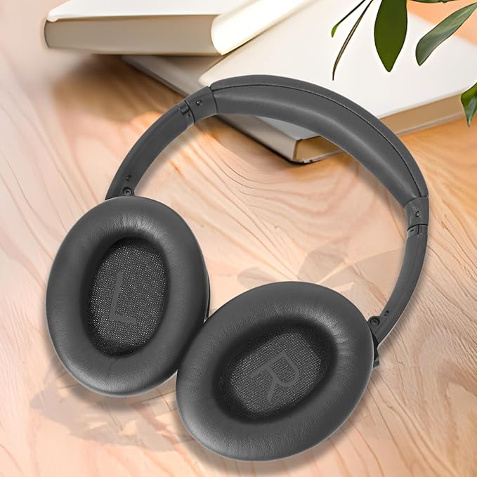 GEVO Replacement Ear Pads for Bose QC45, Ear Cushions for Bose QuietComfort 45 (QC45) & Quiet Comfort SE (QC SE) Headphones, Earpads with Softer Leather Noise Isolation Foam (Gray)