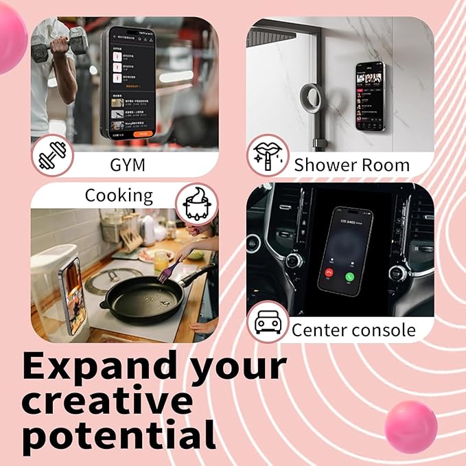 Double Sided Octo Buddy Suction Cup Phone Mount - Silicone Sticky Phone Grip with Higher Suction Power for Effortless Hands-Free Selfies & Videos, Octo Buddies Suction Phone case Suction Grip （White）