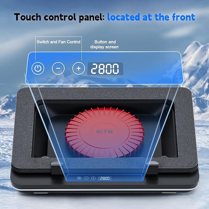 GT600 Laptop Cooling Pad Equipped with Gigantic Turbo-Fan（5.5inch Diameter）,Sealed Foam for Rapid Cooling Gaming Laptop,14.1-19.3 inch Laptop Cooler with 3-Port USB Hub,Dust Filter,Touch Start