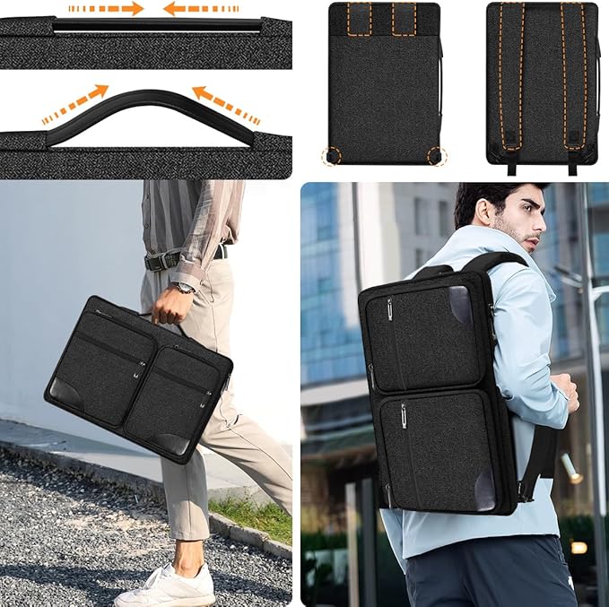 Hseok Ultra-Slim Laptop Case 17 17.3 inches Sleeve Protective PC Briefcase for Commuting and Business Trip，Carbon