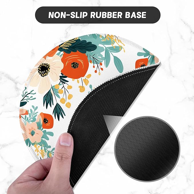 ITNRSIIET Round Mouse Pad with Stitched Edge Premium-Textured Waterproof Non-Slip Rubber Base Desktop Protection Mat Diameter 8.7 inches, Beautiful Flowers
