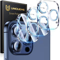 UniqueMe for 3 Pack iPhone 15 Pro/iPhone 15 Pro Max Camera Lens Protector, [Drop Protection] [Case Friendly] 9H Tempered Glass Camera Cover Screen [Update New Version] - Light Blue