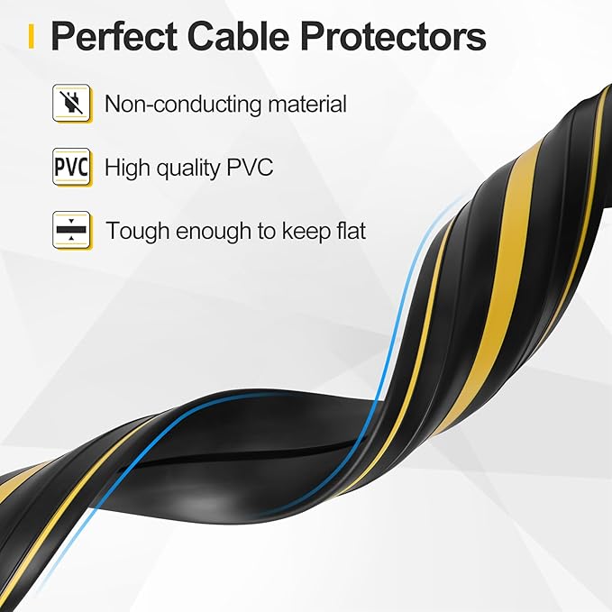 Floor Cord Cover 6.5Ft Heavy Duty PVC Floor Cable Protector Electric Cord Hider Cable Management Floor Strip Extension Cord Covers Cable Raceway for Wires on Floor Inner Channel 1.36" W x 0.43" H