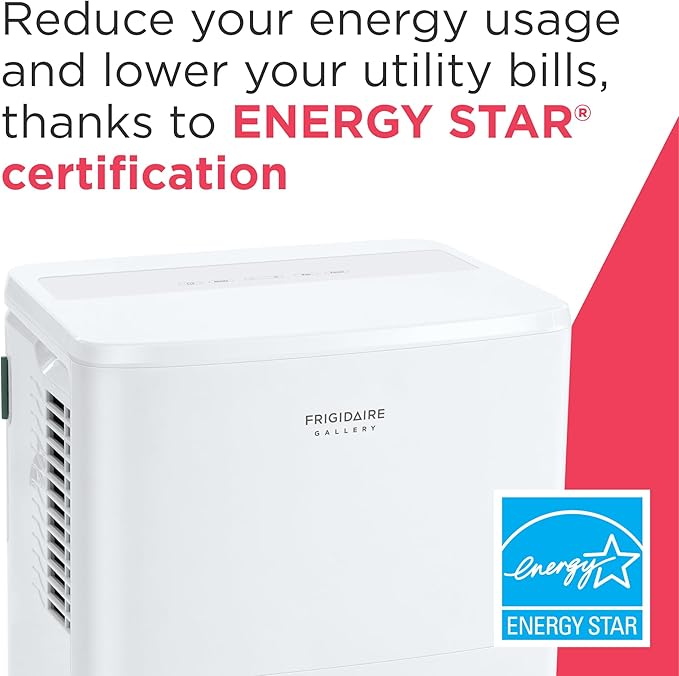 Frigidaire Gallery 2-in-1 35-Pint Dehumidifier with Wi-Fi, Energy Star Certification & Air Quality Monitoring for Small/Medium/Large Rooms & Basements, Custom Humidity Control, Auto Shut Off, White
