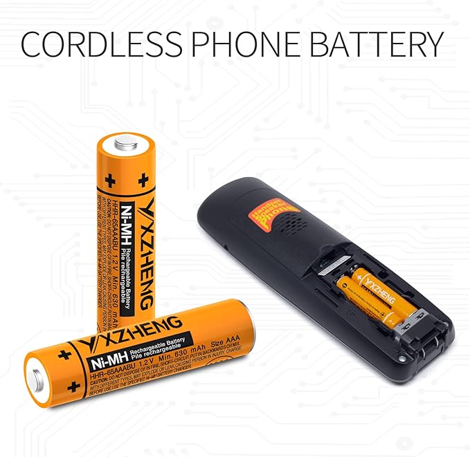 AAA Battery 8PCS 1.2V 630mAh NI-MH Rechargeable HHR-65AAABU for Panasonic Cordless Phone (8X HHR-65AAABU)