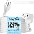 Adoreen 2 Ft Computer TV Replacement Power Cord White, 90 Degree Angled L-Shaped 18AWG 3-Prong AC Universal Power Supply Cable NEMA 5-15P to IEC 320 C13 for Printer, PC, Monitor TV LCD, ETL+Ties