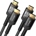 JSAUX 8K HDMI Cable 2 Pack 10ft, 48Gbps High Speed HDMI 2.1 Braided HDMI Cord, 4K 120Hz 144Hz, 8K 60Hz, Dynamic HDR, DTS:X, 2K, 1080P, 3D, eARC Compatible for Laptop UHD TV Gaming Monitor PS5 -Black