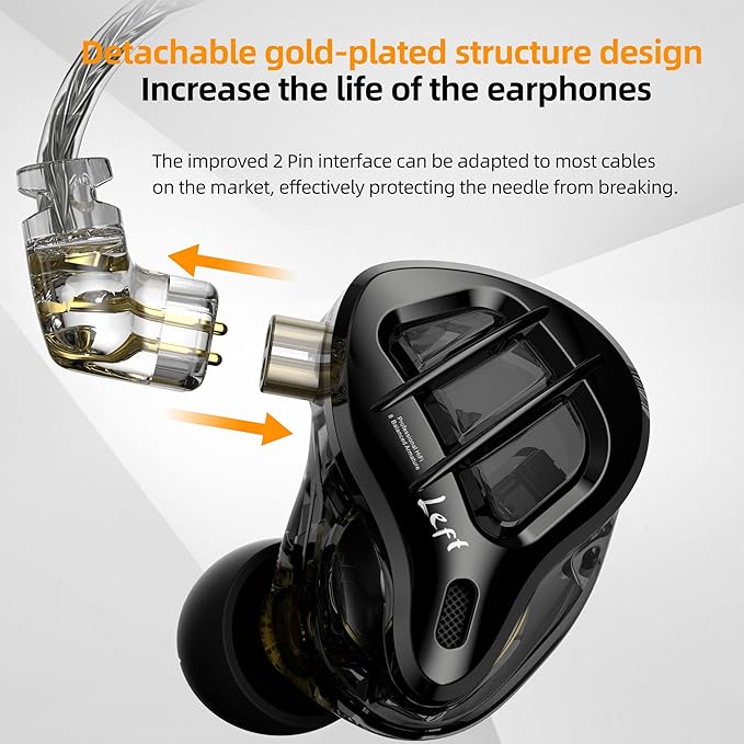 KZ ZAR in-Ear Monitor 7BA+1DD Hybrid 8 Drivers Gaming Earbuds HiFi Bass Noise Isolation IEM, Clarity in All Frequency Stereo Comfort-fit in Ear Headphones for Audio Engineers, Musicians(No Mic)
