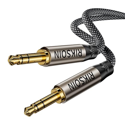 3.5mm Aux Cable, Silver-Plated Wire Core Male to Male Cord for Headphones Car Home Stereos Speaker Compatible with iPhone iPad iPod Echo -16.4FT/5M
