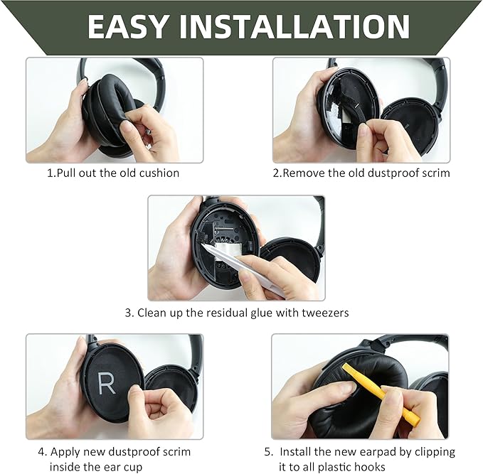 Replacement Ear Pads for Bose QuietComfort 45 (QC45)/QuietComfort SE (QC SE)/New QuietComfort Wireless Over Ear Headphones, Earpads Cushions with Softer Leather and Thicker Memory Foam