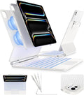 typecase Keyboard Case for 2024 iPad Pro 13-inch (M4), White Keyboard with White Carbon Fiber Protective Case,Portrait & Typing Modes,Built-in Trackpad,11-Color Backlight,Magnetic Stand,Pencil Holder