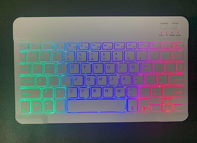 Keyboard Case for Galaxy Tab A8 10.5 Inch 2022, Slim Lightweight 7 Color Rainbow Backlight Detachable Magnetic Keyboard Cover with S Pen Holder,Sky Blue
