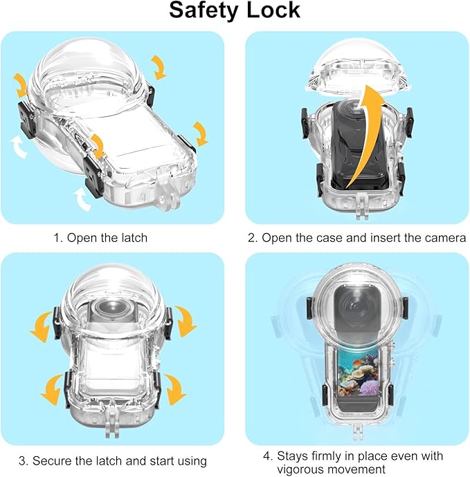 PULUZ Invisible Dive Case for Insta360 X5, [196ft/60m] Waterproof Case Diving Housing Cover Protective Underwater Shell for Insta 360 X5 Action Camera Accessories