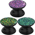 3 Pack Fashionable Clear Glitter Expandible Collapsible Moblile Phone Grip Stand Holder for Smartphones and Tablets Cell Phone Accessory-5 ((Rose Gold Mix Colorful Glitter Purple Blue))