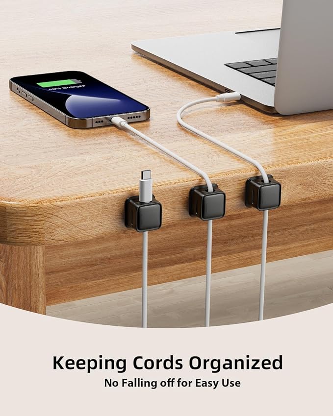8 Pack Cord Organizer Holder,Costop Strong Adhesive Under Desk Cable Management,Magnetic Cable Clips,Wire Holder Keeper Organizer Neatly for Home,Office,Car,Desk,Nightstand,Desktop