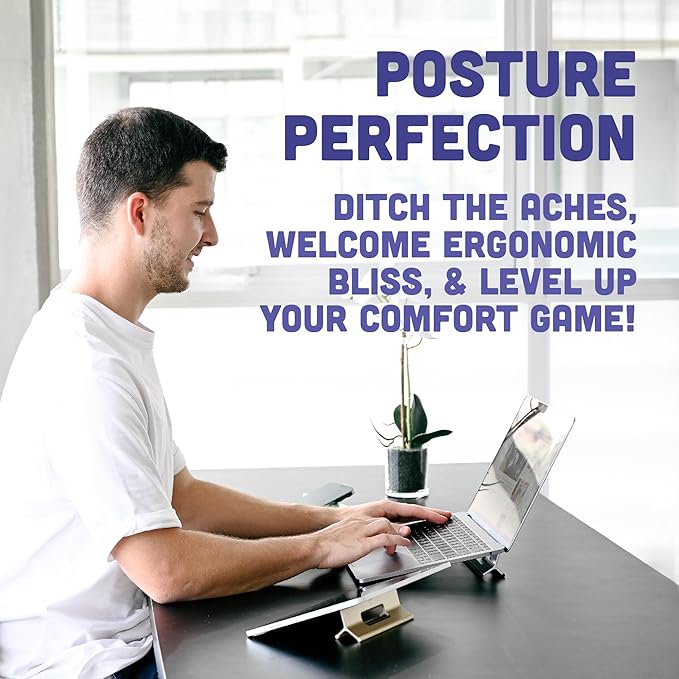Steepy Adjustable Laptop Stand - 3 Heights Computer Stand - Portable Laptop Riser for Desk